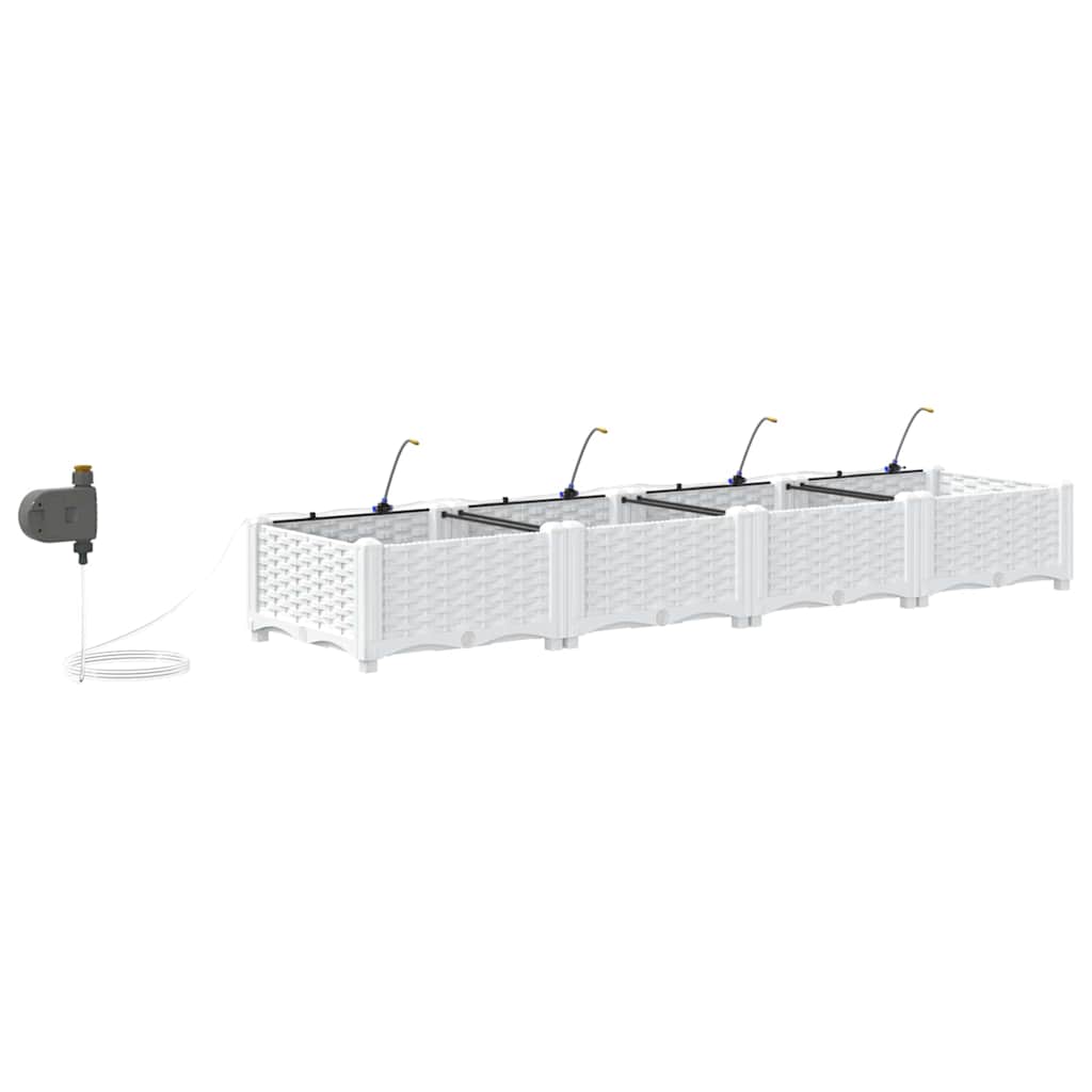 Trädgårdsplanterare 4 pcs Vit 160 x 40 x 22 cm Plast
