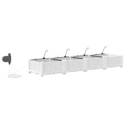 Trädgårdsplanterare 4 pcs Vit 160 x 40 x 22 cm Plast