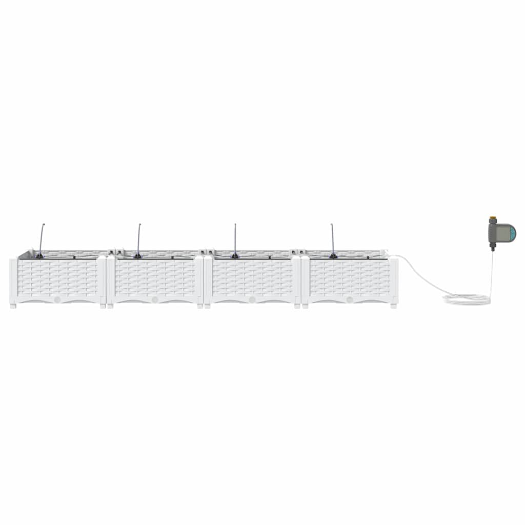 Trädgårdsplanterare 4 pcs Vit 160 x 40 x 22 cm Plast