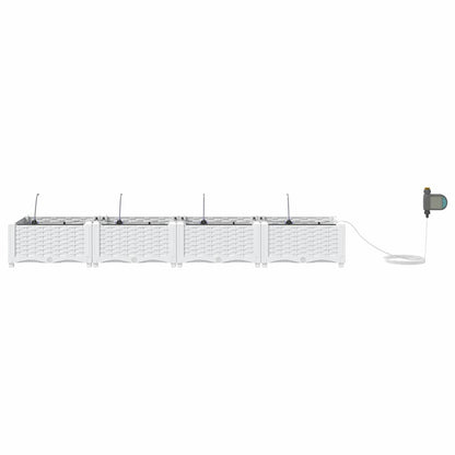 Trädgårdsplanterare 4 pcs Vit 160 x 40 x 22 cm Plast