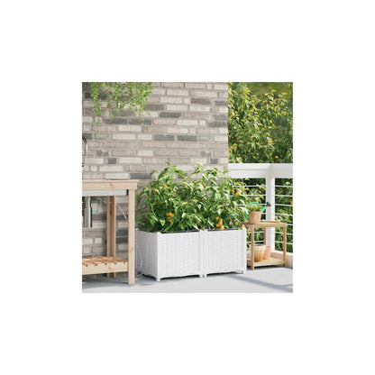 Trädgårdsplanterare 2 pcs Vit 80 x 40 x 37,5 cm Plast