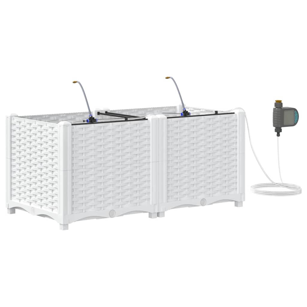 Trädgårdsplanterare 2 pcs Vit 80 x 40 x 37,5 cm Plast