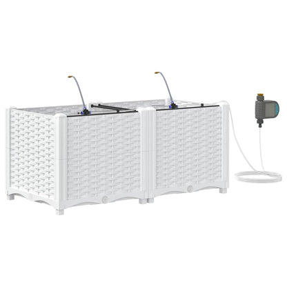 Trädgårdsplanterare 2 pcs Vit 80 x 40 x 37,5 cm Plast