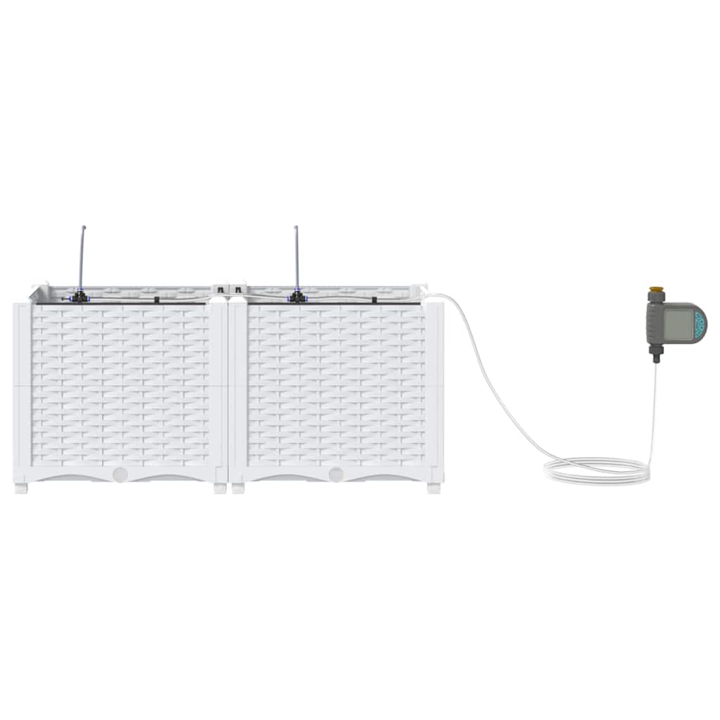 Trädgårdsplanterare 2 pcs Vit 80 x 40 x 37,5 cm Plast