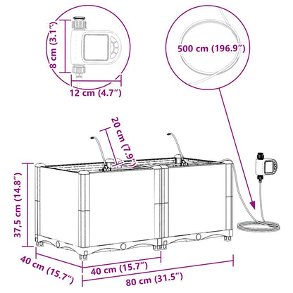Trädgårdsplanterare 2 pcs Vit 80 x 40 x 37,5 cm Plast