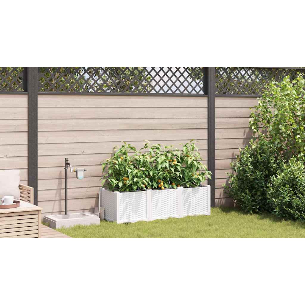 Trädgårdsplanterare 3 pcs Vit 120 x 40 x 37,5 cm Plast