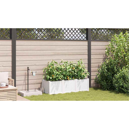 Trädgårdsplanterare 3 pcs Vit 120 x 40 x 37,5 cm Plast