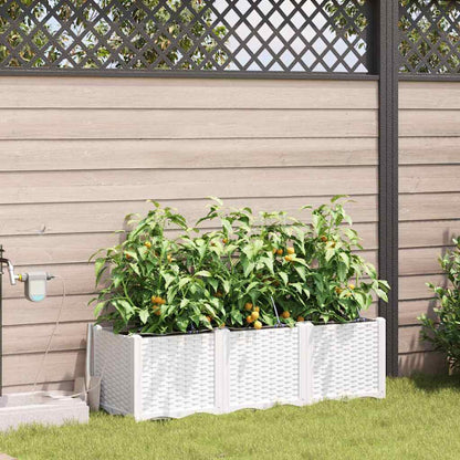 Trädgårdsplanterare 3 pcs Vit 120 x 40 x 37,5 cm Plast