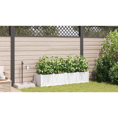 Trädgårdsplanterare 4 pcs Vit 160 x 40 x 37,5 cm Plast