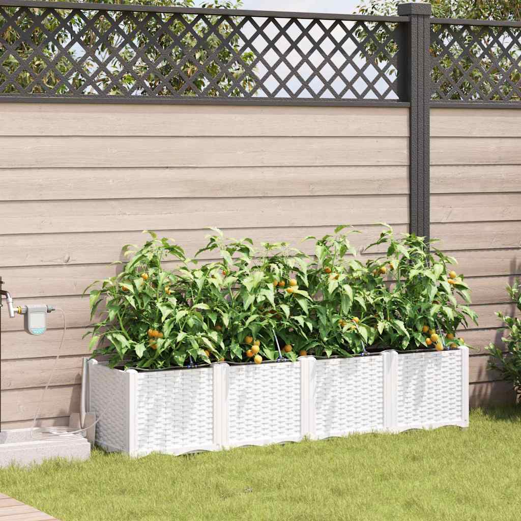 Trädgårdsplanterare 4 pcs Vit 160 x 40 x 37,5 cm Plast