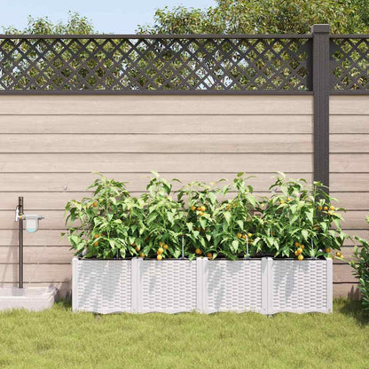 Trädgårdsplanterare 4 pcs Vit 160 x 40 x 37,5 cm Plast