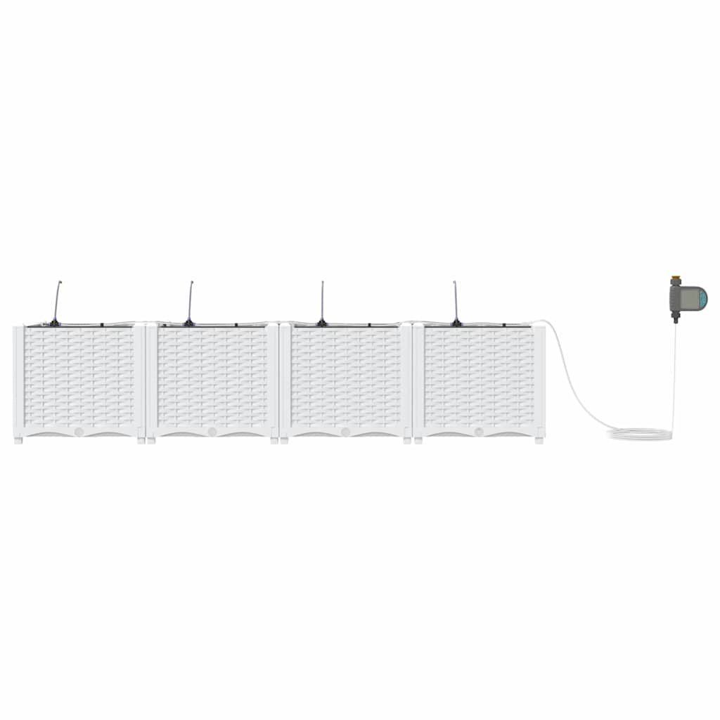 Trädgårdsplanterare 4 pcs Vit 160 x 40 x 37,5 cm Plast