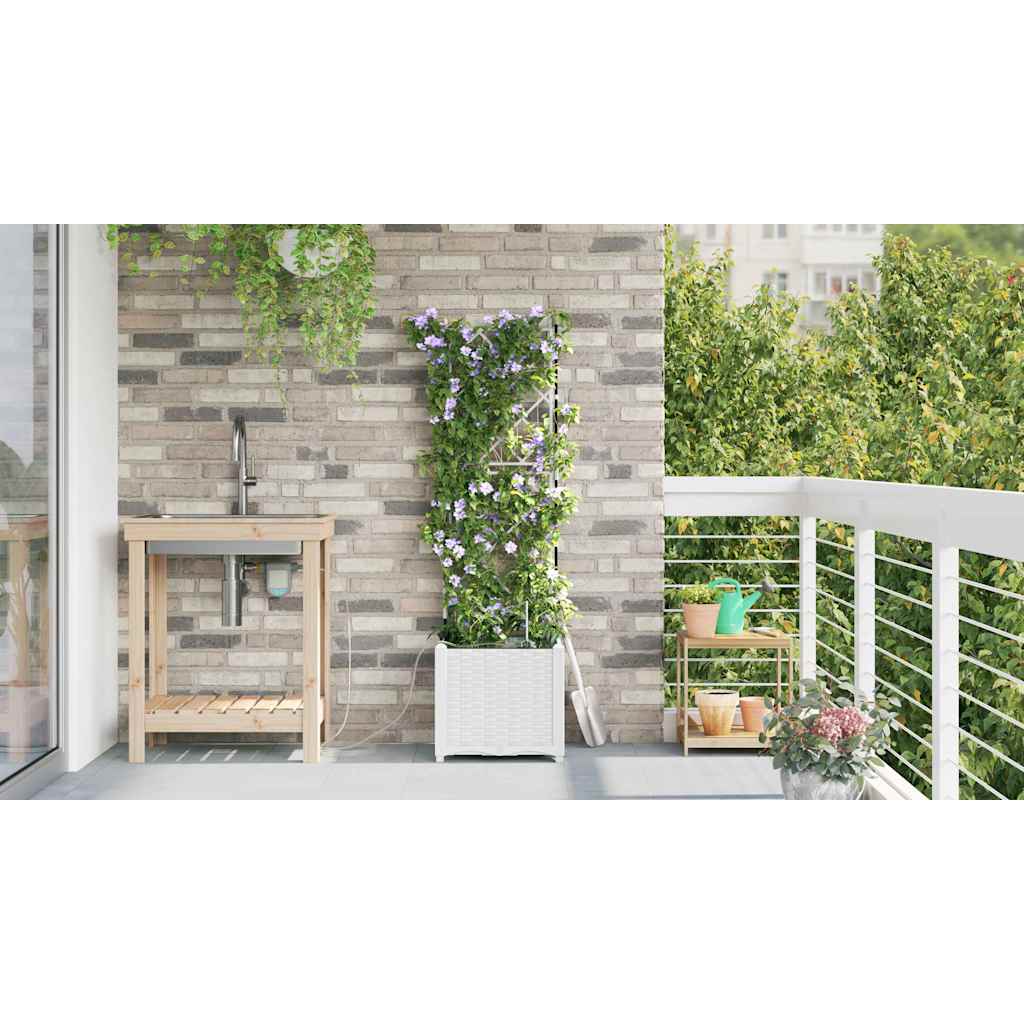 Trädgårdsplanterare Vit 40 x 40 x 142 cm Plast