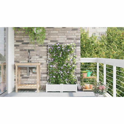 Trädgårdsplanterare 2 pcs Vit 80 x 40 x 126 cm Plast