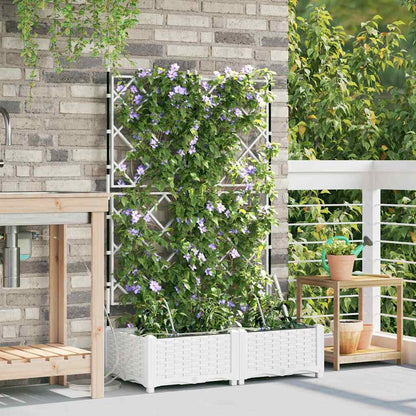Trädgårdsplanterare 2 pcs Vit 80 x 40 x 126 cm Plast