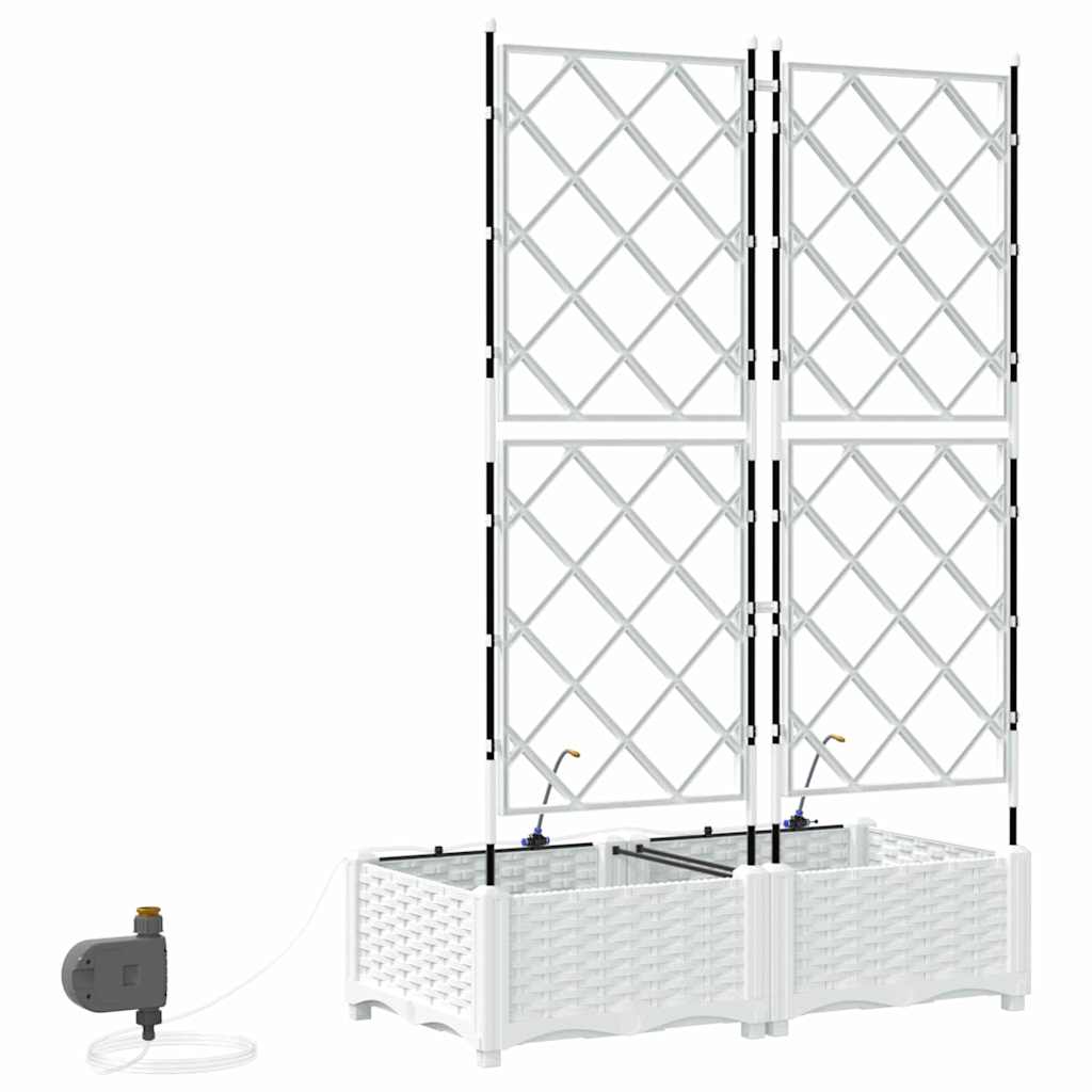 Trädgårdsplanterare 2 pcs Vit 80 x 40 x 126 cm Plast