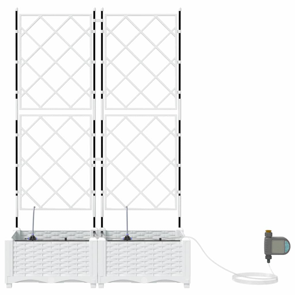 Trädgårdsplanterare 2 pcs Vit 80 x 40 x 126 cm Plast