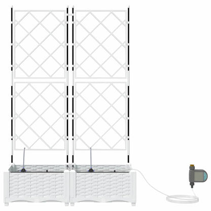 Trädgårdsplanterare 2 pcs Vit 80 x 40 x 126 cm Plast