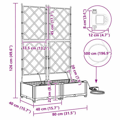 Trädgårdsplanterare 2 pcs Vit 80 x 40 x 126 cm Plast
