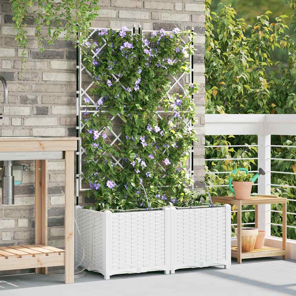 Trädgårdsplanterare 2 pcs Vit 80 x 40 x 142 cm Plast