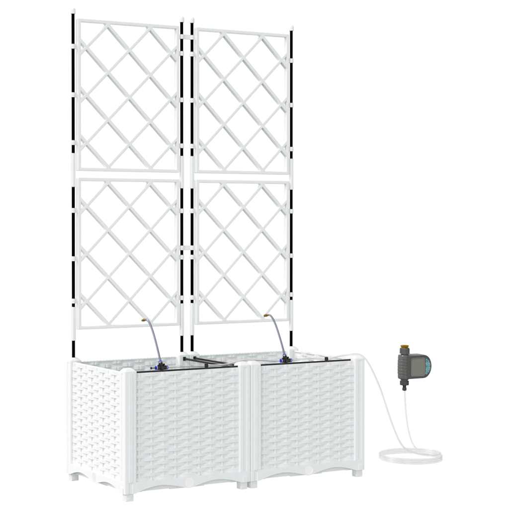 Trädgårdsplanterare 2 pcs Vit 80 x 40 x 142 cm Plast