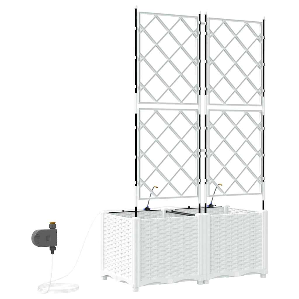 Trädgårdsplanterare 2 pcs Vit 80 x 40 x 142 cm Plast