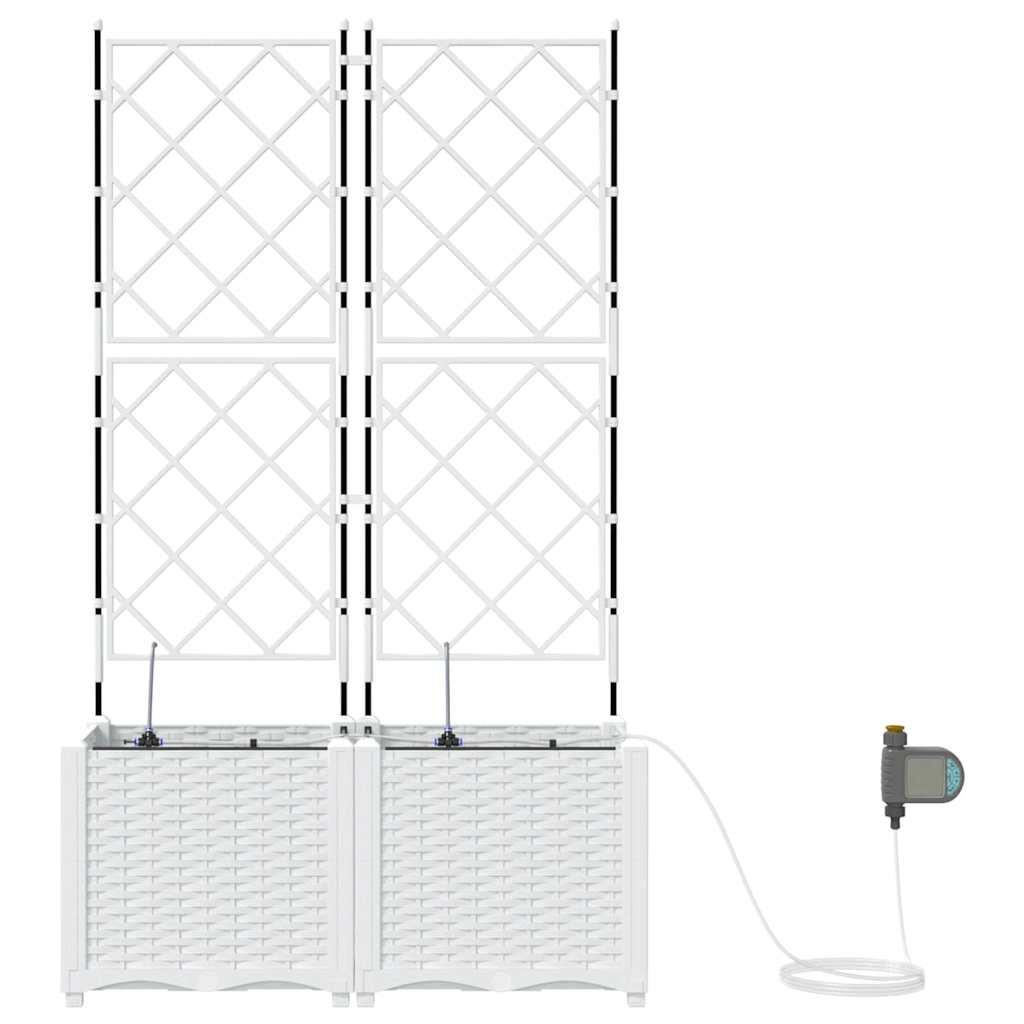 Trädgårdsplanterare 2 pcs Vit 80 x 40 x 142 cm Plast