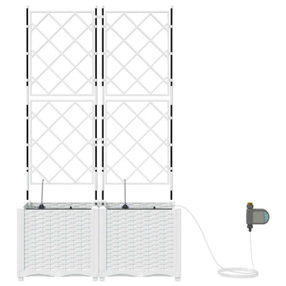 Trädgårdsplanterare 2 pcs Vit 80 x 40 x 142 cm Plast