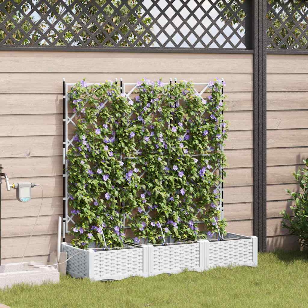 Trädgårdsplanterare 3 pcs Vit 120 x 40 x 126 cm Plast