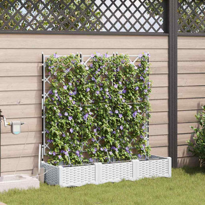 Trädgårdsplanterare 3 pcs Vit 120 x 40 x 126 cm Plast