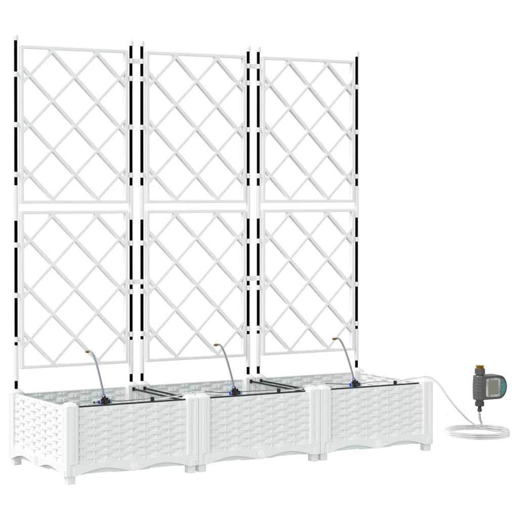 Trädgårdsplanterare 3 pcs Vit 120 x 40 x 126 cm Plast