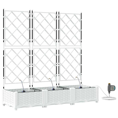 Trädgårdsplanterare 3 pcs Vit 120 x 40 x 126 cm Plast