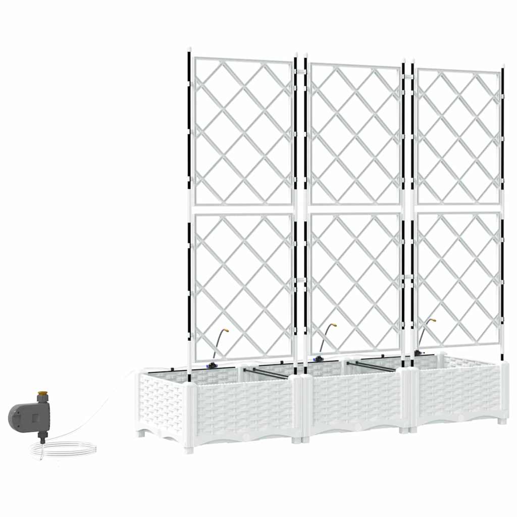 Trädgårdsplanterare 3 pcs Vit 120 x 40 x 126 cm Plast