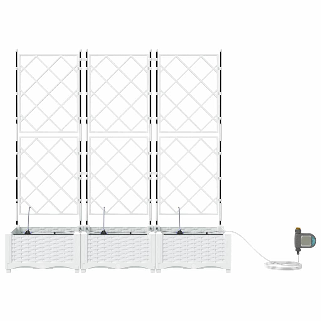 Trädgårdsplanterare 3 pcs Vit 120 x 40 x 126 cm Plast