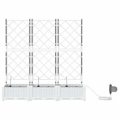 Trädgårdsplanterare 3 pcs Vit 120 x 40 x 126 cm Plast