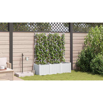 Trädgårdsplanterare 3 pcs Vit 120 x 40 x 142 cm Plast