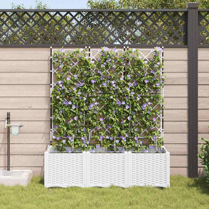 Trädgårdsplanterare 3 pcs Vit 120 x 40 x 142 cm Plast