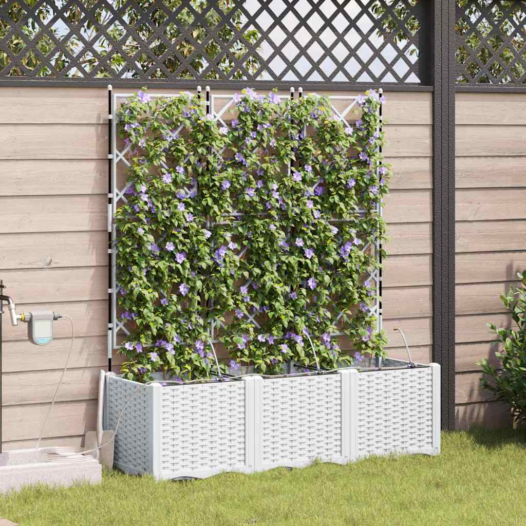 Trädgårdsplanterare 3 pcs Vit 120 x 40 x 142 cm Plast