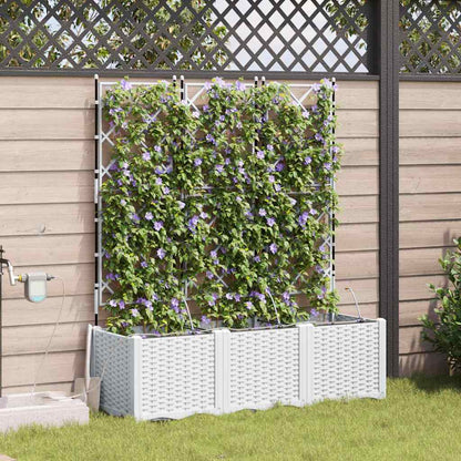 Trädgårdsplanterare 3 pcs Vit 120 x 40 x 142 cm Plast