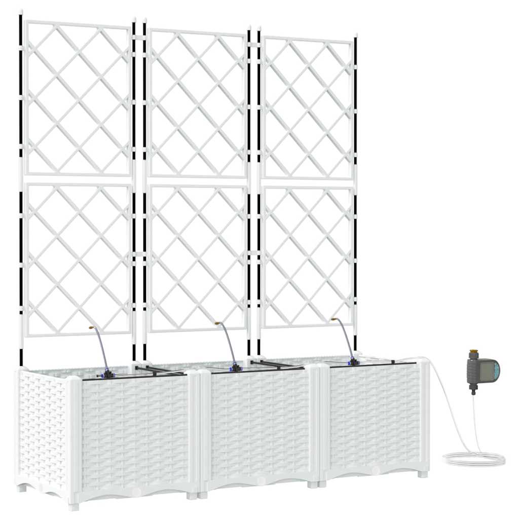 Trädgårdsplanterare 3 pcs Vit 120 x 40 x 142 cm Plast