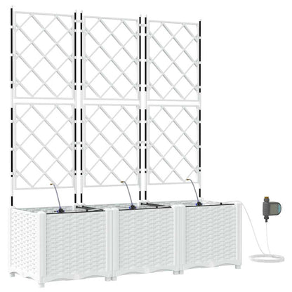 Trädgårdsplanterare 3 pcs Vit 120 x 40 x 142 cm Plast