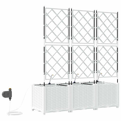 Trädgårdsplanterare 3 pcs Vit 120 x 40 x 142 cm Plast