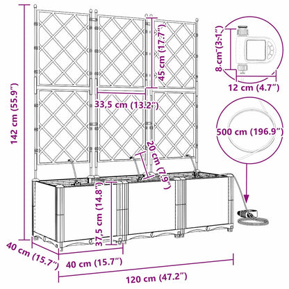Trädgårdsplanterare 3 pcs Vit 120 x 40 x 142 cm Plast
