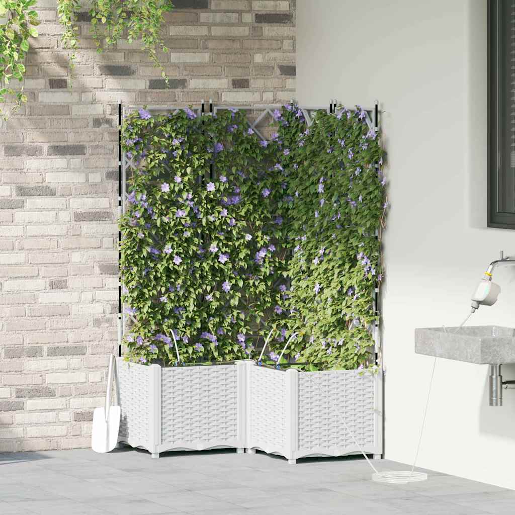 Trädgårdsplanterare 3 pcs Vit 80 x 80 x 142 cm Plast