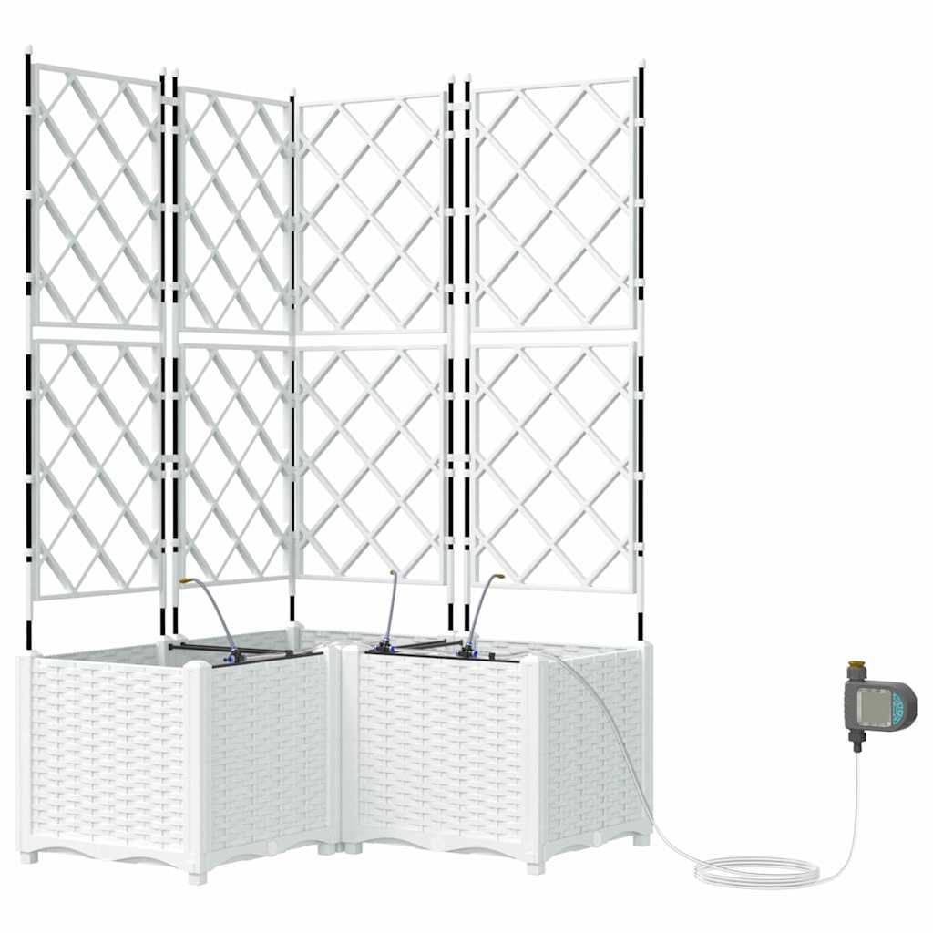 Trädgårdsplanterare 3 pcs Vit 80 x 80 x 142 cm Plast
