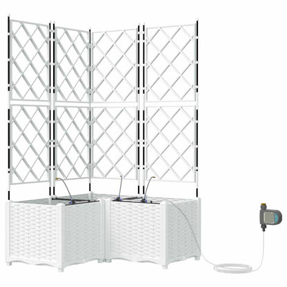 Trädgårdsplanterare 3 pcs Vit 80 x 80 x 142 cm Plast