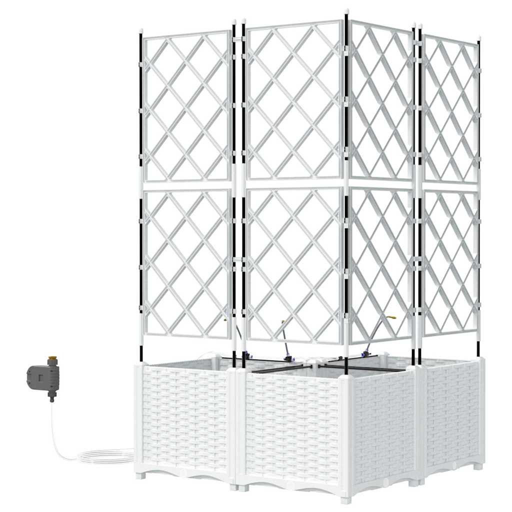Trädgårdsplanterare 3 pcs Vit 80 x 80 x 142 cm Plast