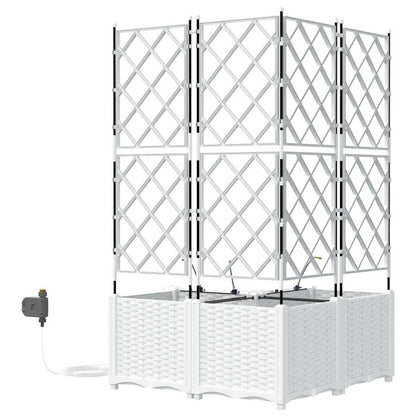 Trädgårdsplanterare 3 pcs Vit 80 x 80 x 142 cm Plast