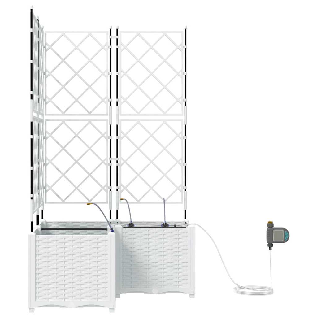 Trädgårdsplanterare 3 pcs Vit 80 x 80 x 142 cm Plast
