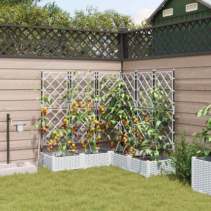 Trädgårdsplanterare 5 pcs Vit 120 x 120 x 126 cm Plast